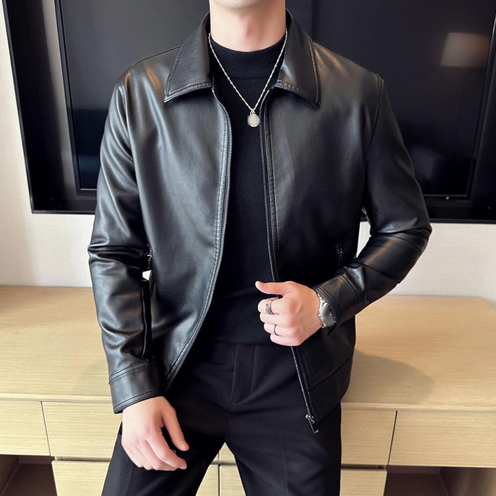 Men’s Lightweight Faux Leather Biker Jacket – Streetwear Edition