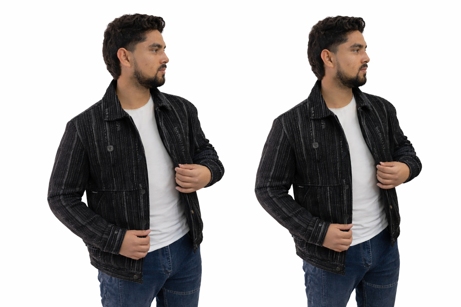 Classic Black Textured Jacket for Men