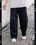 Black Contrast Stitch Baggy Track Pants