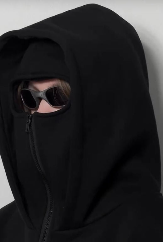 Double Zip Hoodie with Built-In Balaclava