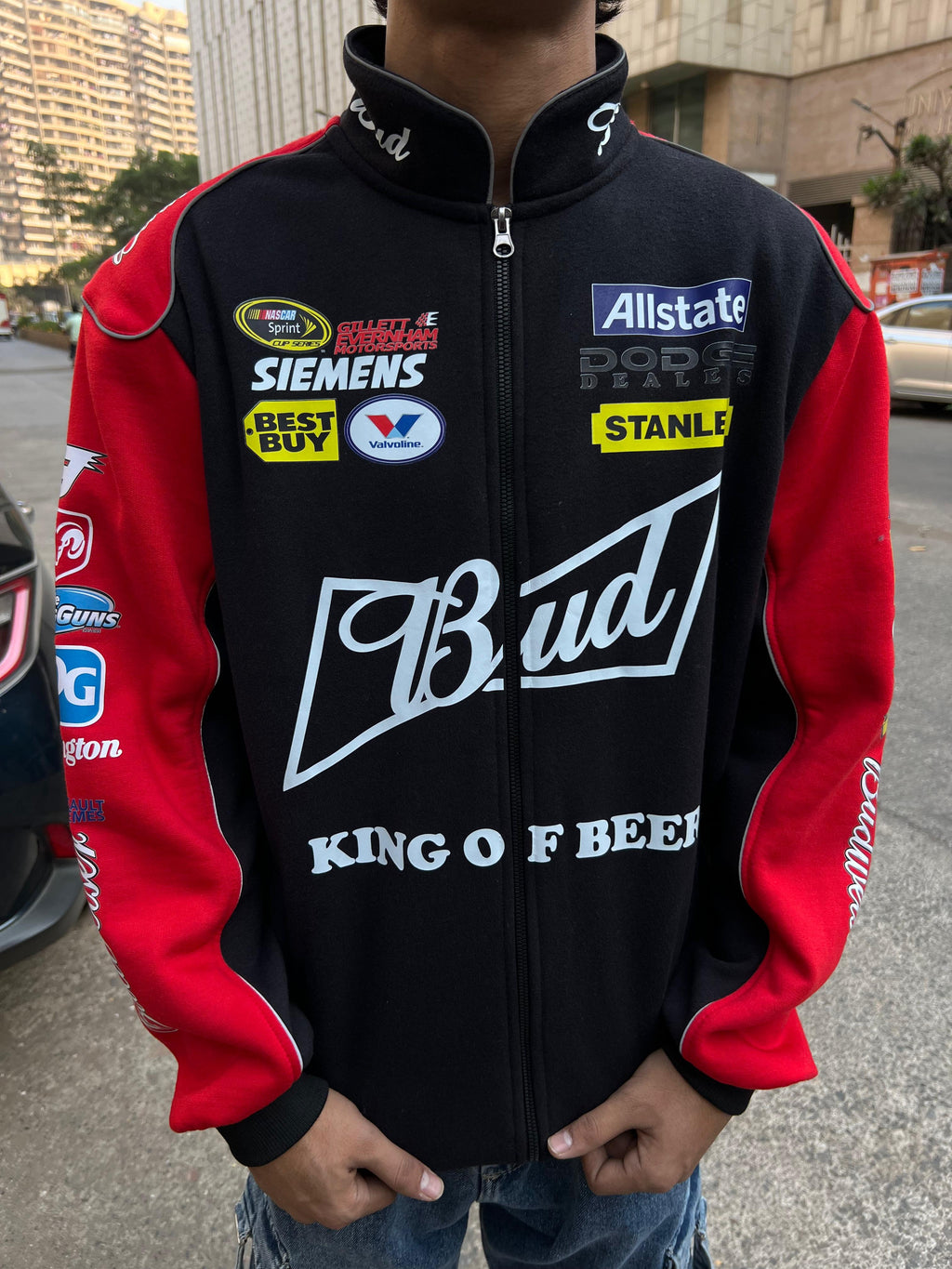 Red Budweiser Racing Jacket – Vintage Streetwear Bomber