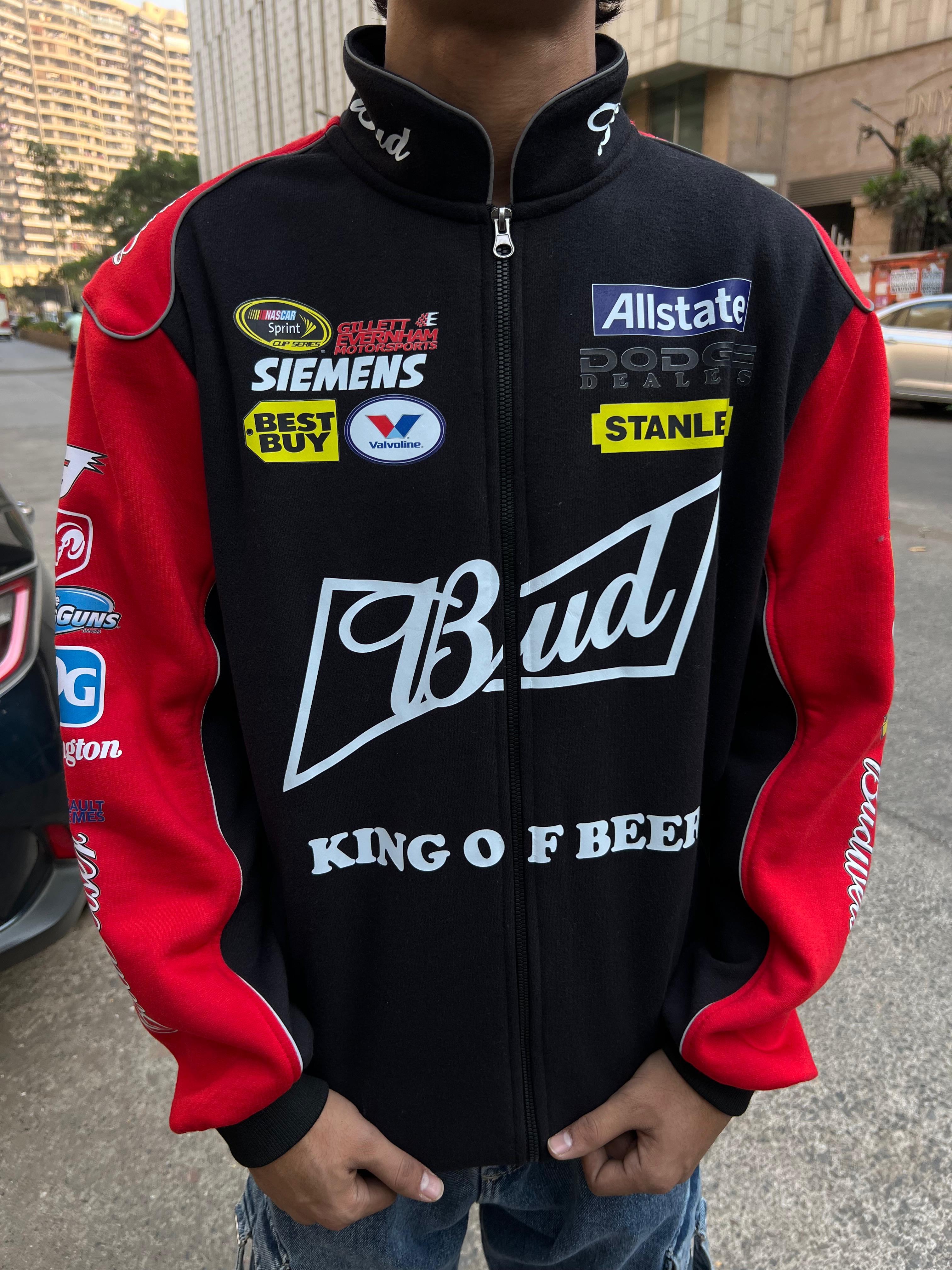 Red Budweiser Racing Jacket – Vintage Streetwear Bomber