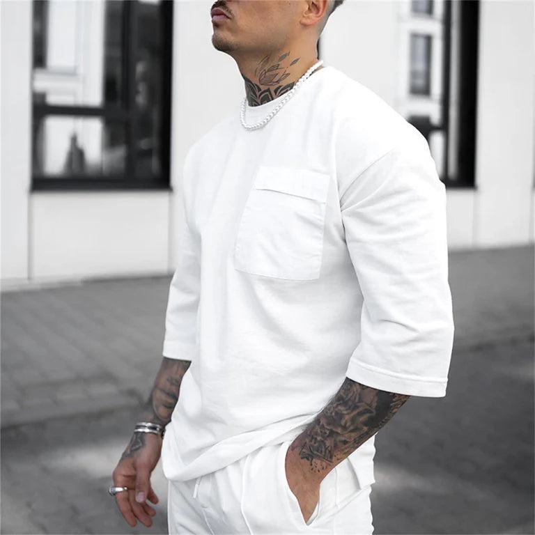Men's Oversized 2-Piece Co-ord Tracksuit – Pocket Detail & Half Sleeves