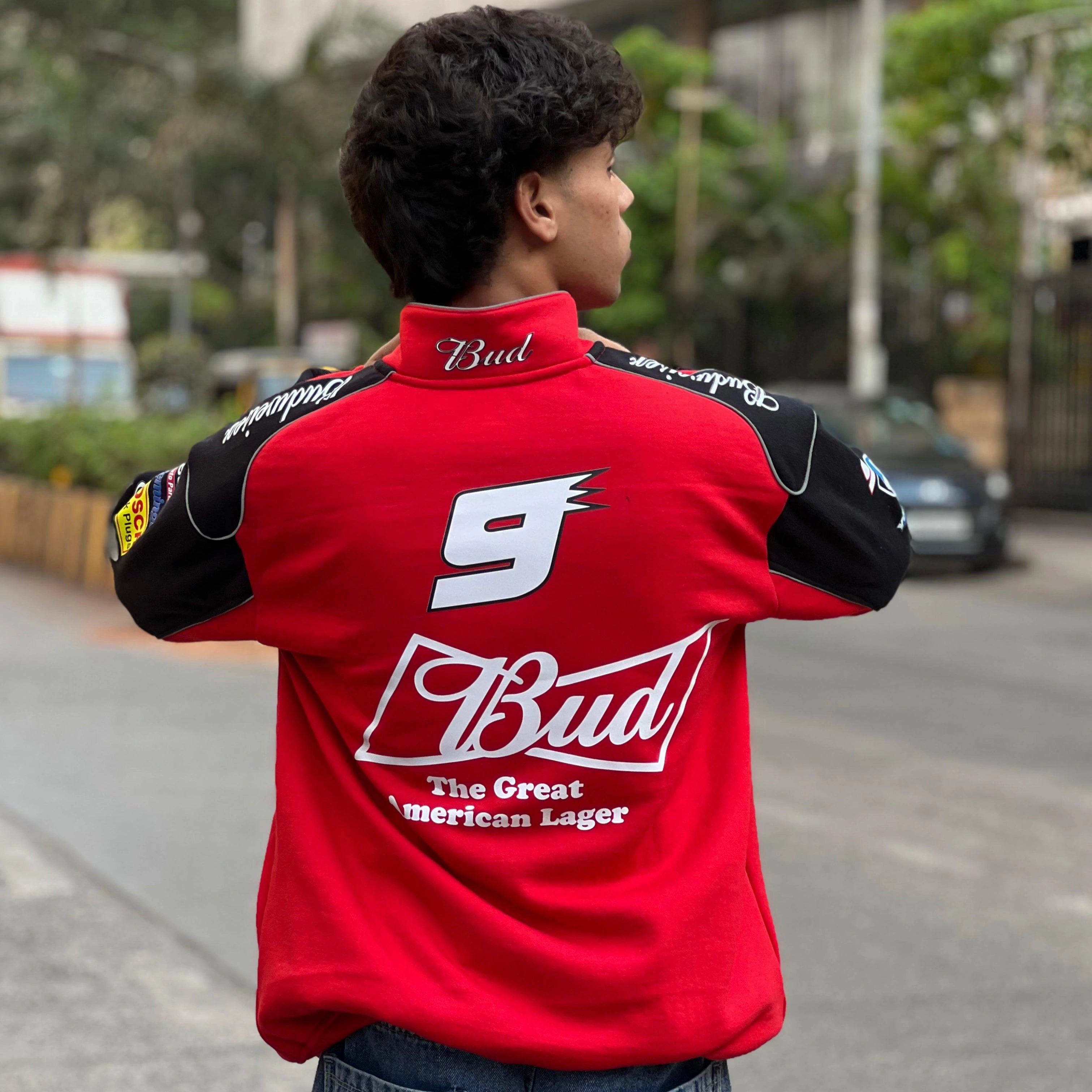 Red Budweiser Racing Jacket – Vintage Streetwear Bomber