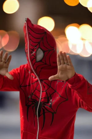 Red Spiderman Full-Zipped Hoodie – Bold Superhero Streetwear