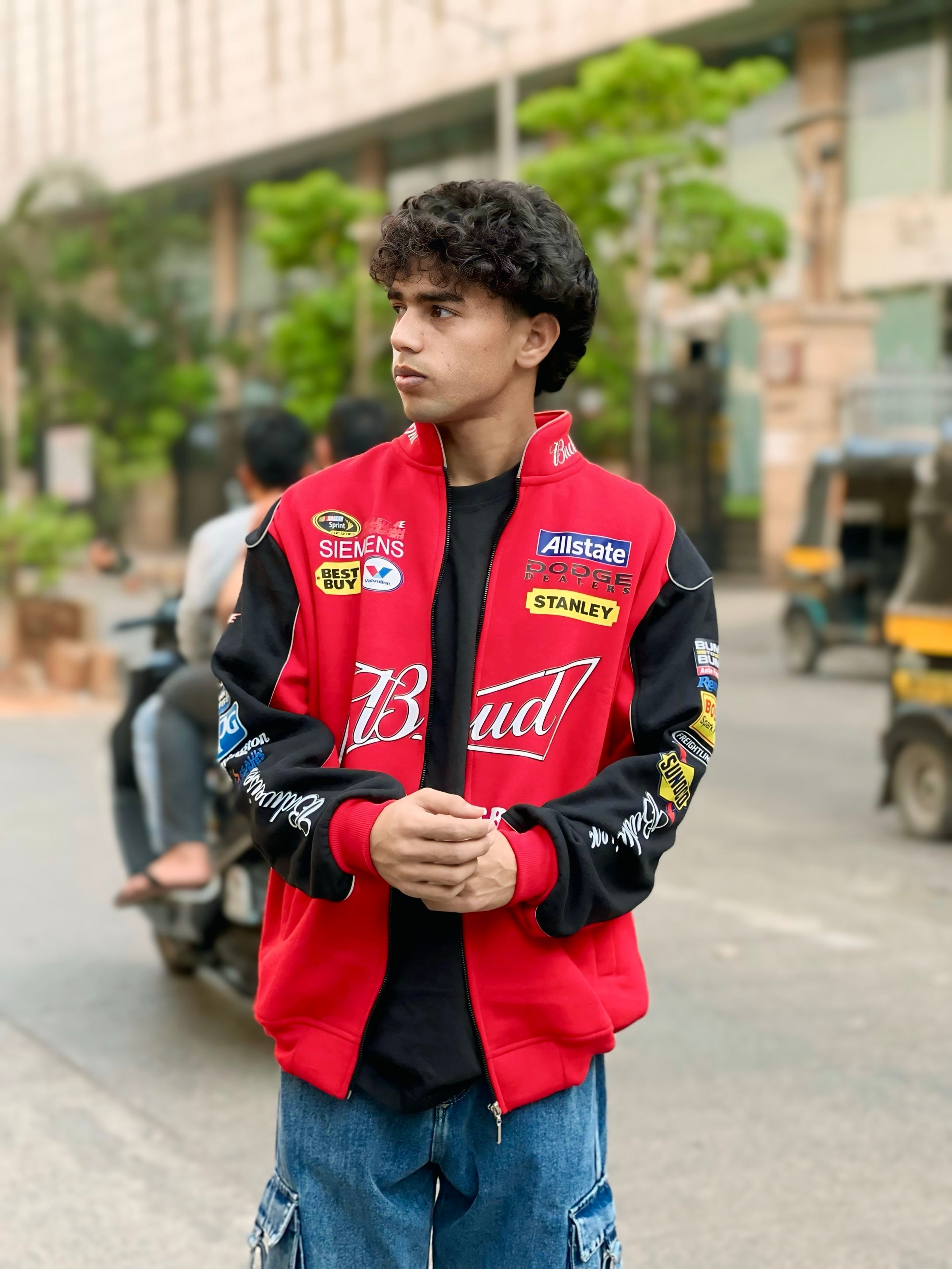 Red Budweiser Racing Jacket – Vintage Streetwear Bomber