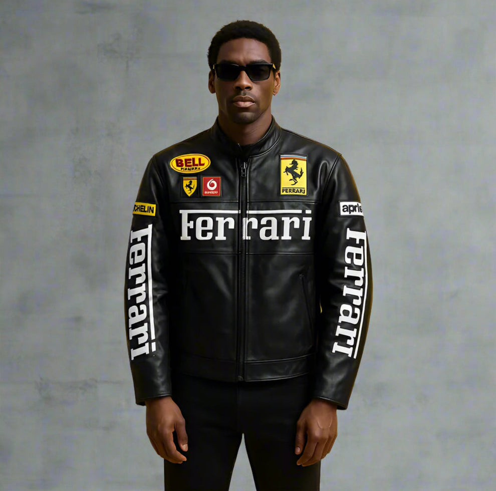 Ferrari F1 Black Moto Jacket – Premium Racing Style
