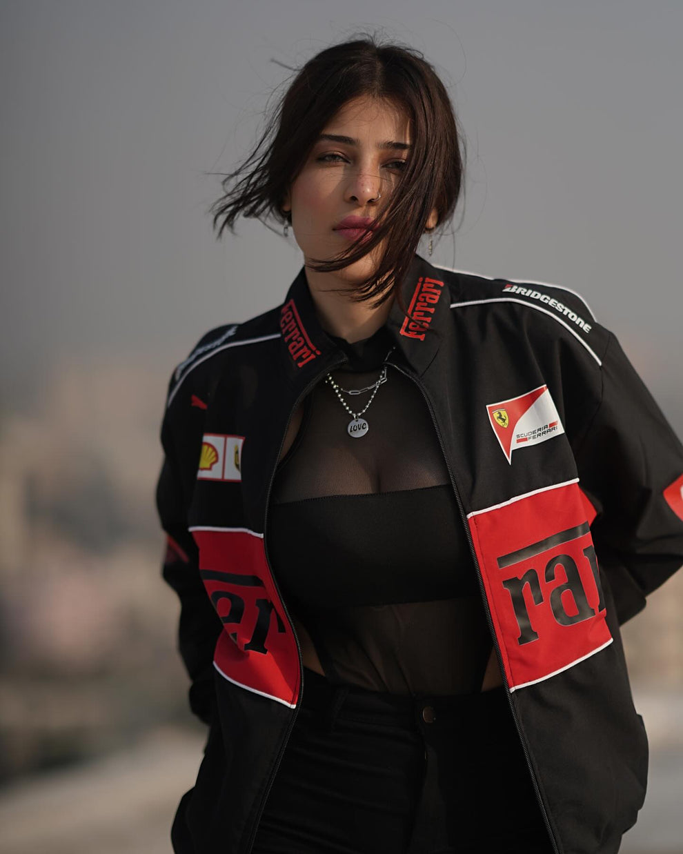 Ferrari Inspired Vintage Motorsport Jacket – Black