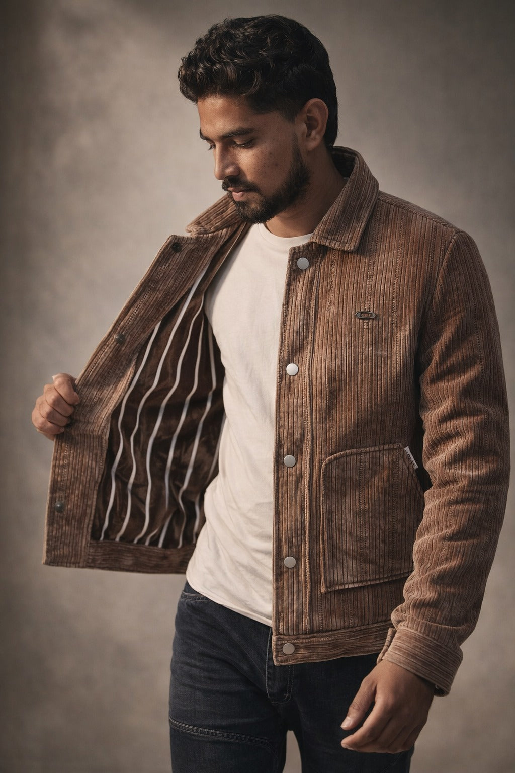 Classic Brown Corduroy Jacket – Men’s Streetwear