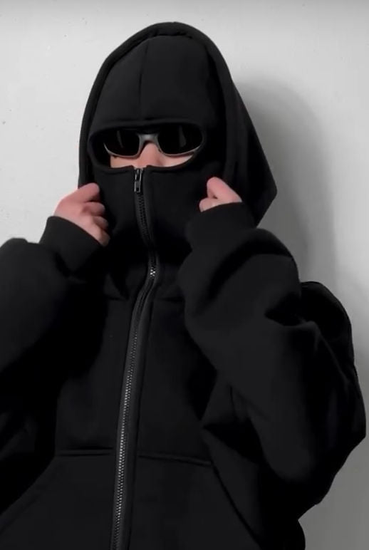 Double Zip Hoodie with Built-In Balaclava
