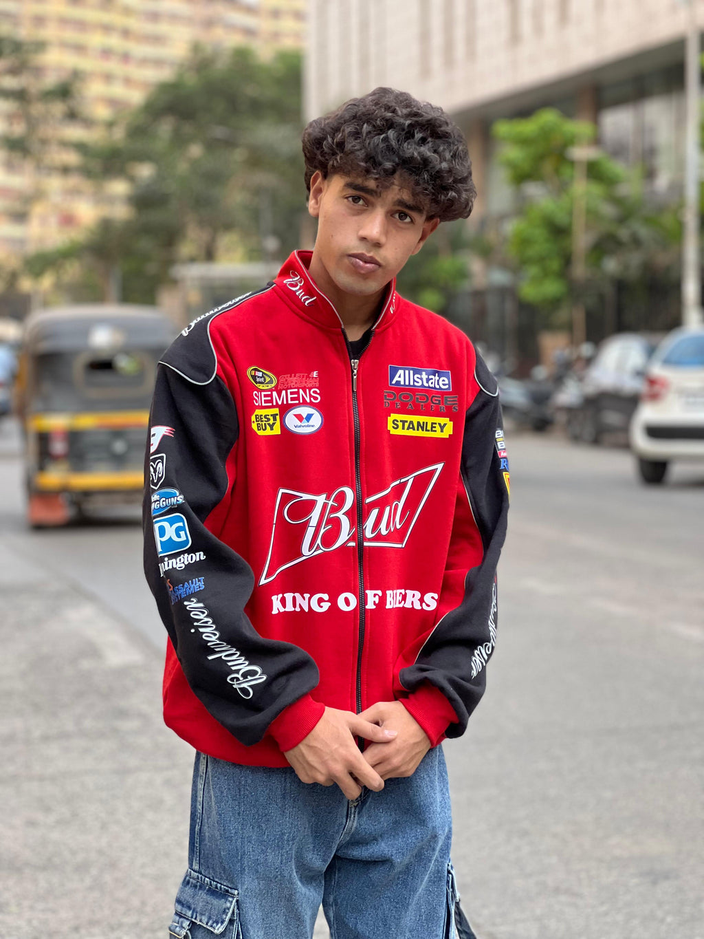 Red Budweiser Racing Jacket – Vintage Streetwear Bomber