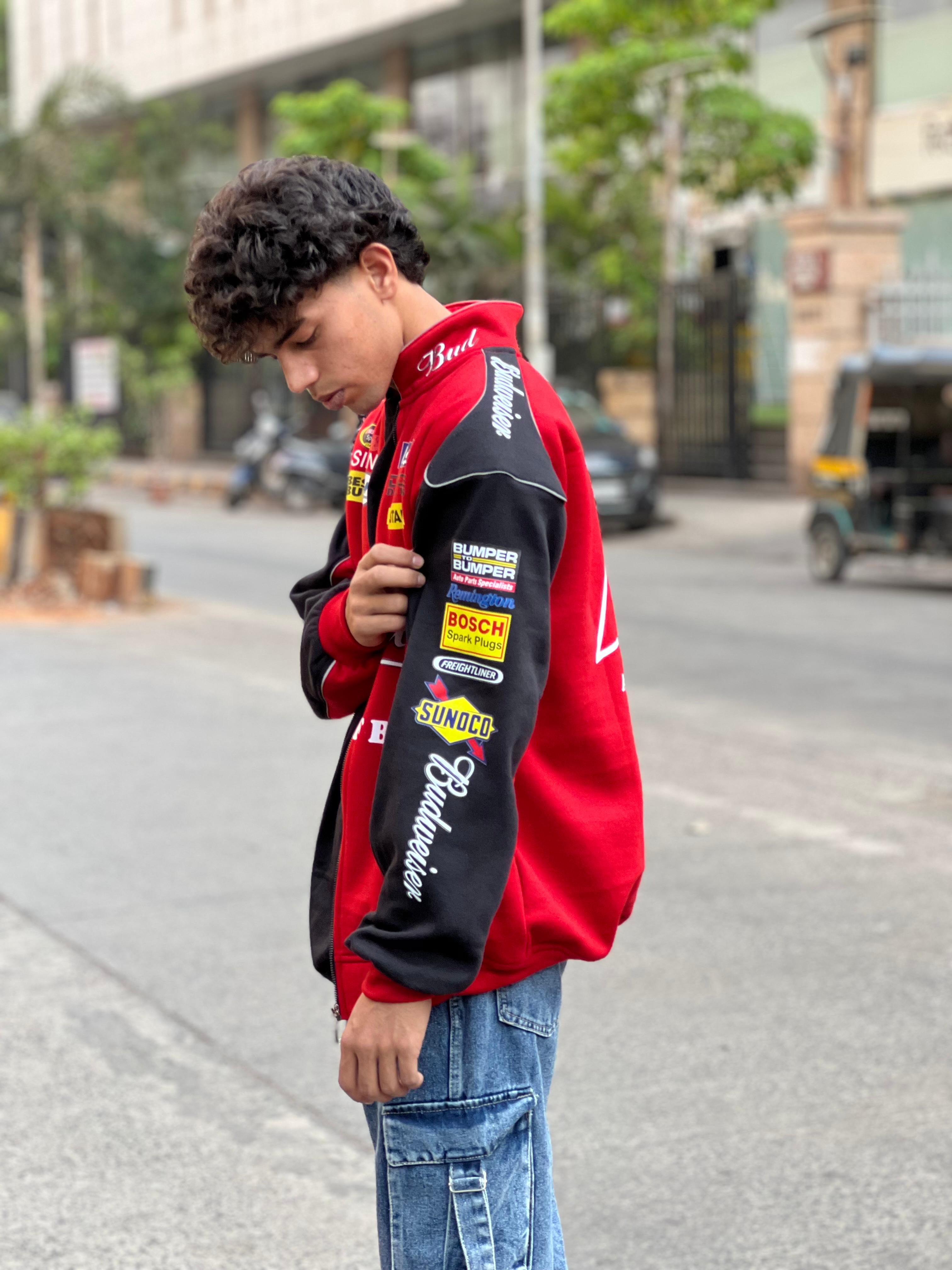 Red Budweiser Racing Jacket – Vintage Streetwear Bomber