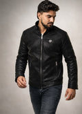 Men’s Classic Black Moto Jacket – Urbon Streetwear Style