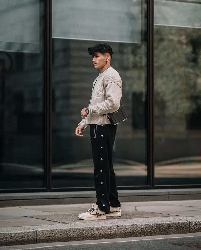 Baggy Fit Snap-Button Streetwear Pants