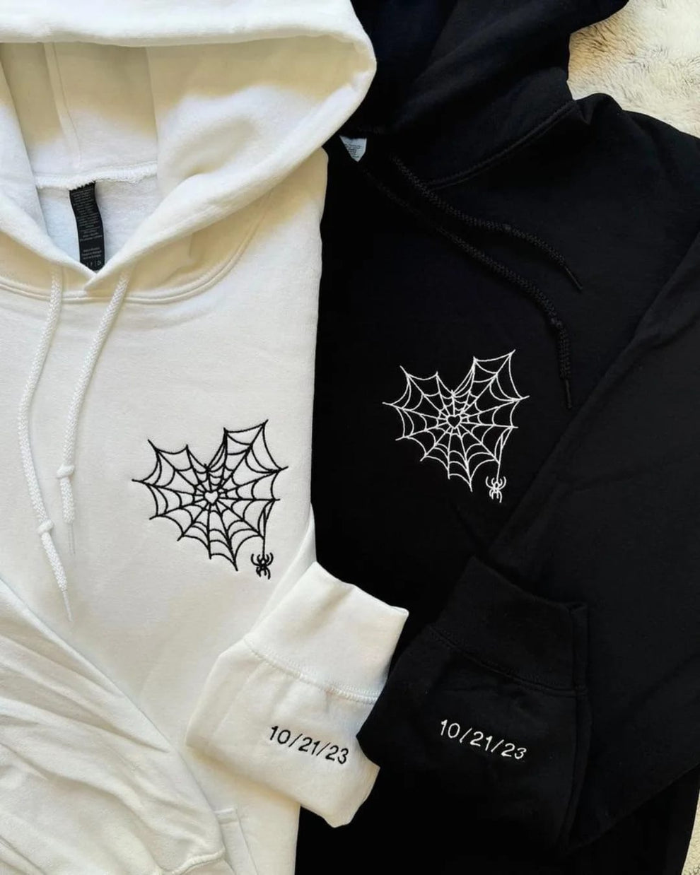 Matching Spider-Web Hoodies for Couples – Premium Embroidered Sweatshirts