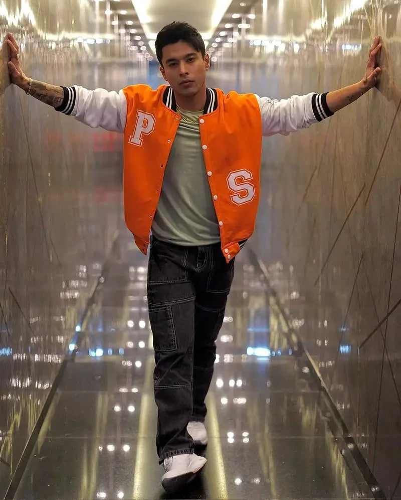 Orange Varsity Jacket for Men – Classic Streetwear Style