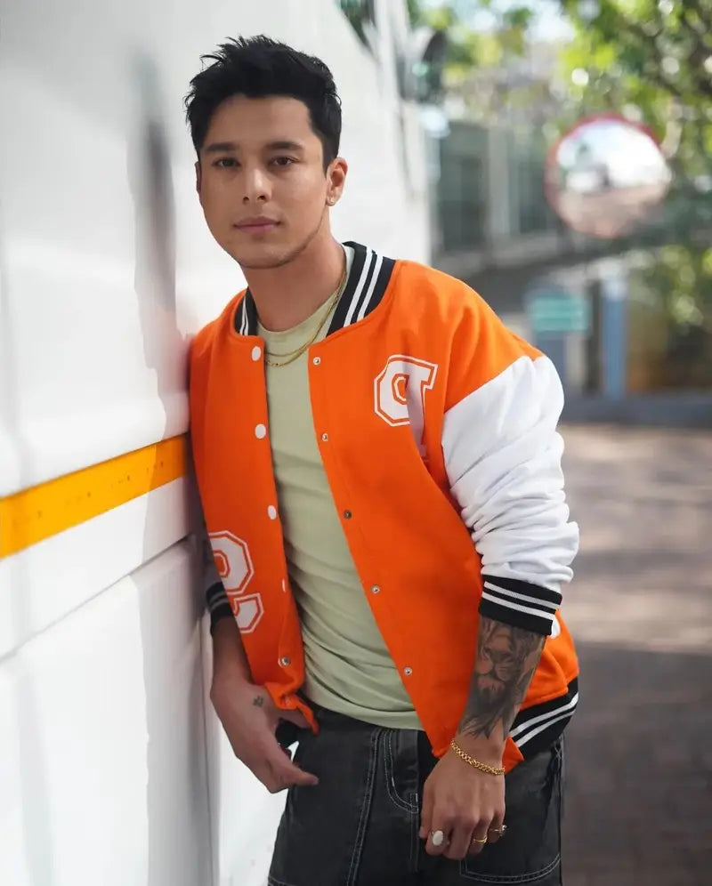 Orange Varsity Jacket for Men – Classic Streetwear Style