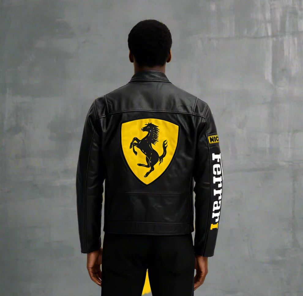 Ferrari F1 Black Moto Jacket – Premium Racing Style