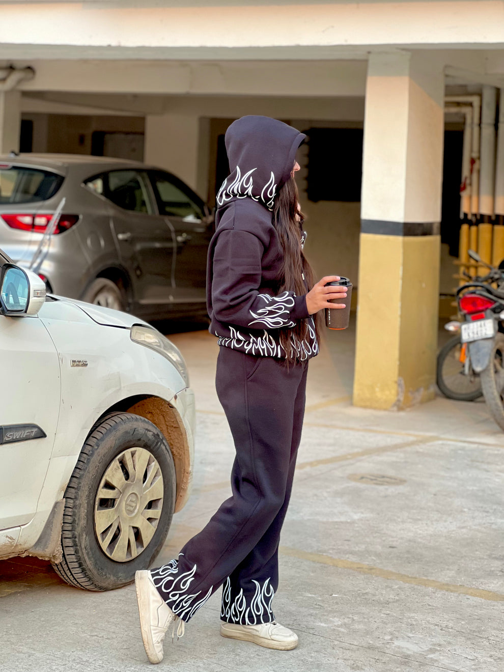 Black Flame Unisex Tracksuit – Hoodie & Trackpant Set