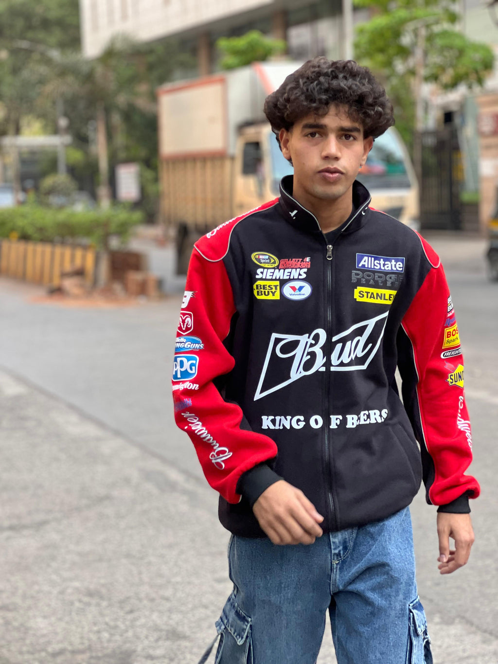 Red Budweiser Racing Jacket – Vintage Streetwear Bomber