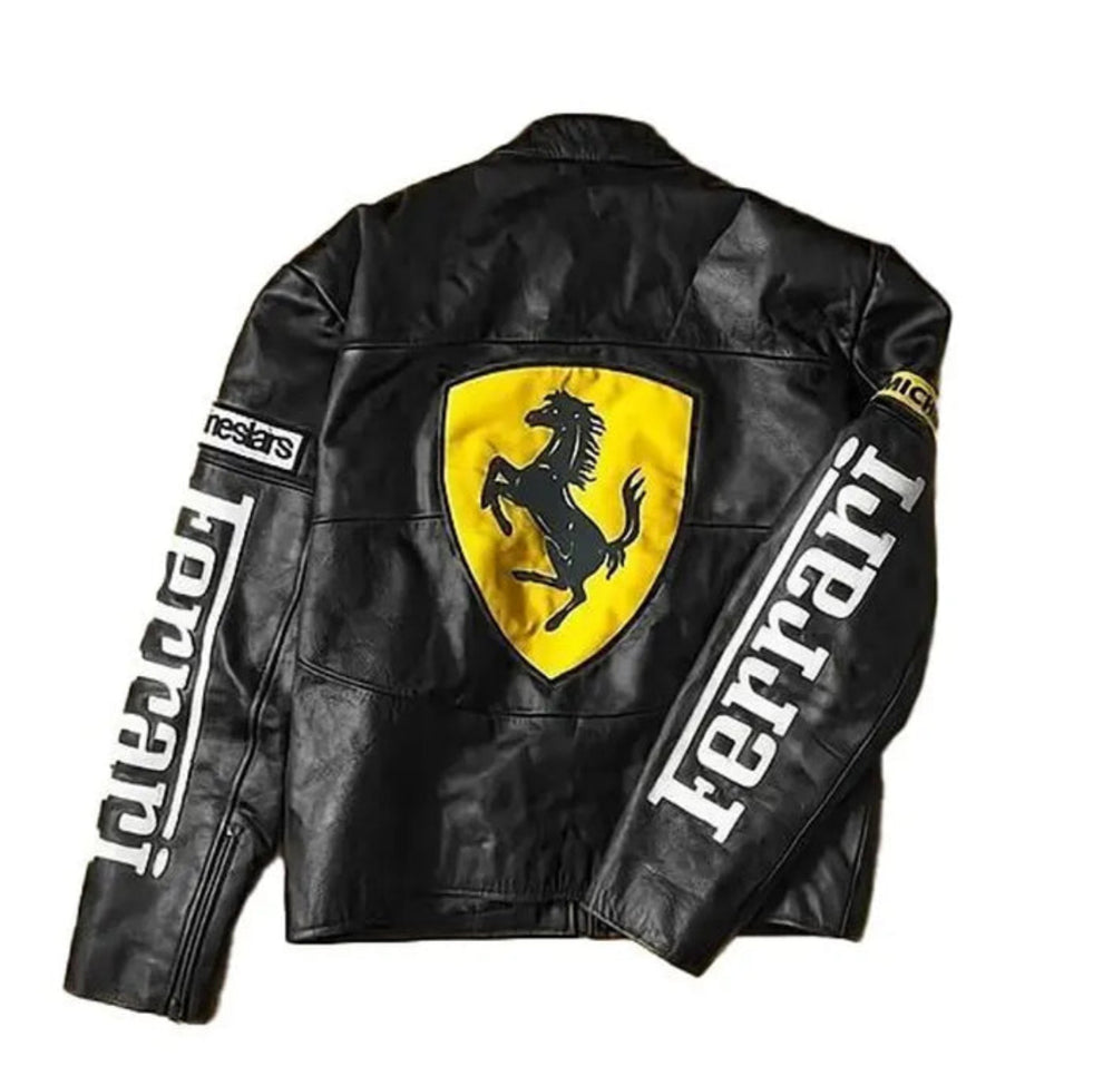 Ferrari F1 Black Moto Jacket – Premium Racing Style