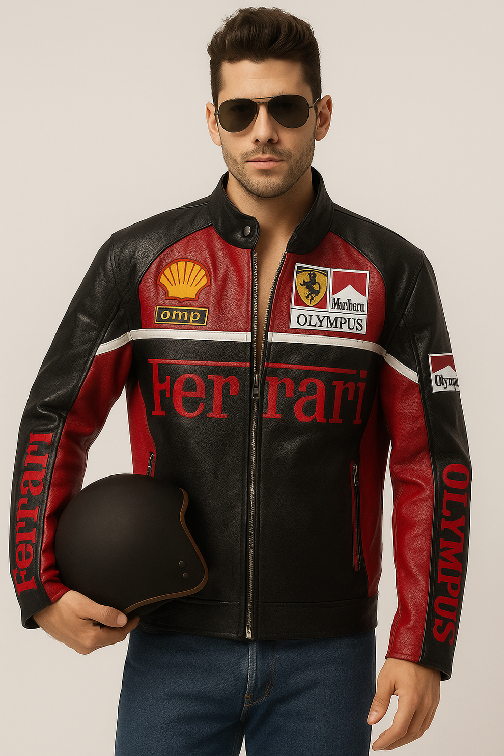Ferrari F1 Leather Racing Jacket – Classic Motorsport Elegance