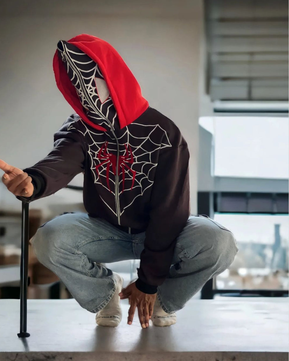 Spider-Man Double Cap Hoodie – Superhero Mode Zip-Up